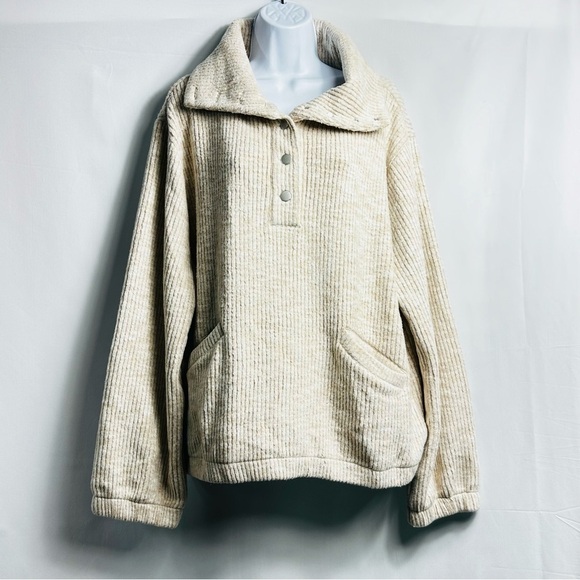 NWT Dylan Los Angeles Cali. Sz L Cream Cloudtip Corduroy Shawl Collar Pullover - Picture 2 of 12